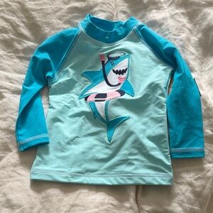 Gymboree Kids Rash Guard - Aqua & Teal Shark Applique